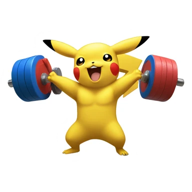 Pikachu cheering a bodybuilder in training  sticker