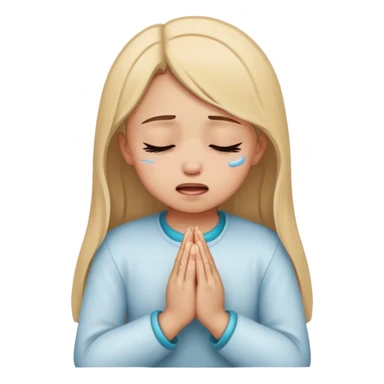 Girl crying with eyes closed and praying hands  sticker