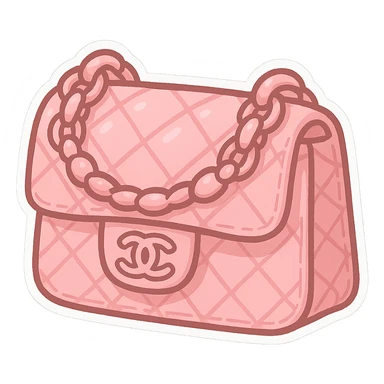 pink Chanel purse, cute and exaggerated chibi sticker style sticker