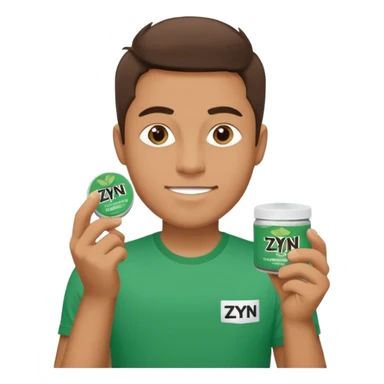 Man holding Zyn spearmint snus sticker