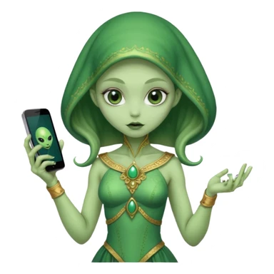 alien with persion crawl custome dress and smartphone sticker