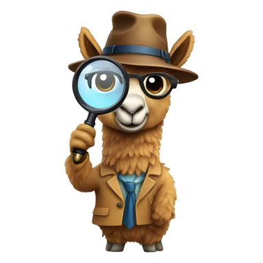 A llama detective with a magnifying glass sticker