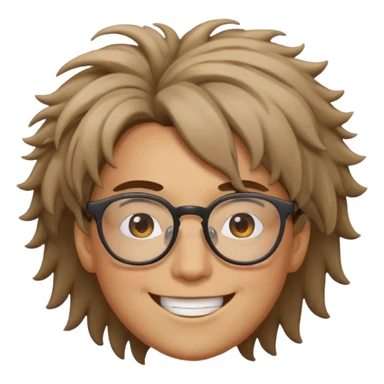 Cabelo bagunçado e oculos sticker