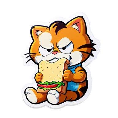 garfield eating a sandwich sticker