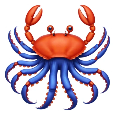 a red crab with two claws and a blue octopus are friends sticker
