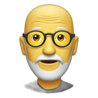 old man with yellow round glasses and and bald spot and rare beard sticker