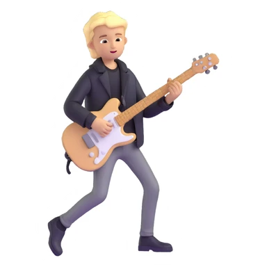 young blonde boy in a black jacket playing a guitar sticker