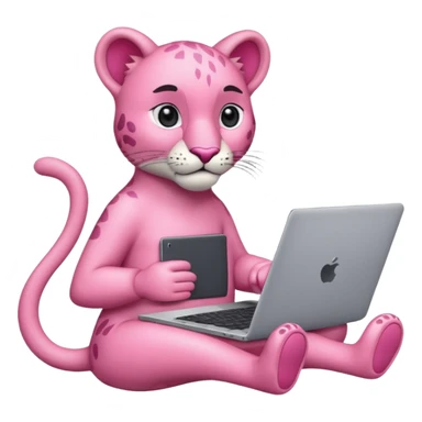 pink panther with a laptop sticker