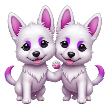 two white dogs with pink and purple dyed ears and paws sticker