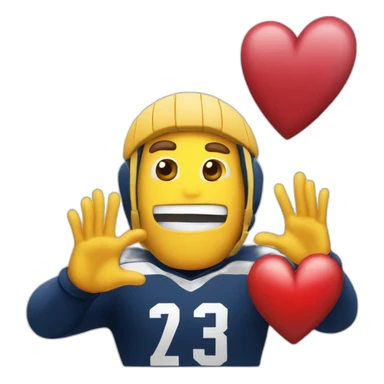 Rugby player and a heart sign with hands sticker