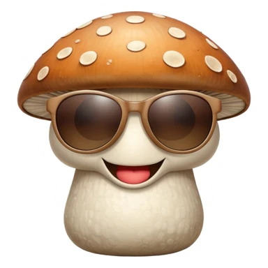 mushroom with sunglasses and a big smile sticker