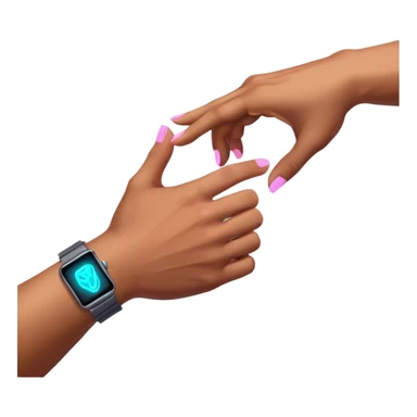 Neon cyberpunk style 
male hand holding female sticker