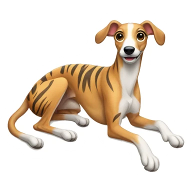 Fawn tiger greyhound lifts legs up sticker