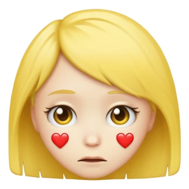 classic yellow emoji of a heart with emo hairstyle and sad expression sticker