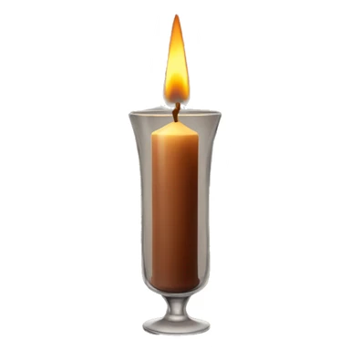 A tall brown candle in a glass container  sticker