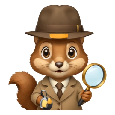 cute detective squirrel with magnifying glass and detective hat sticker