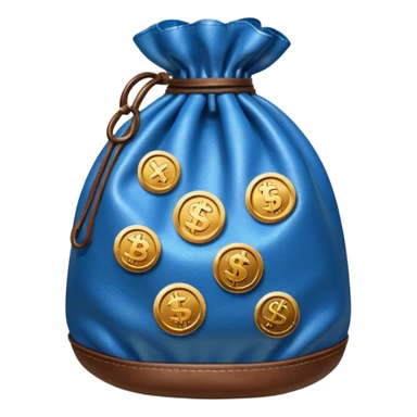 blue coins inside brown money bag sticker