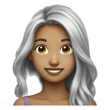 Smiling-elegant-girl-with-long-hair that has grey strands sticker