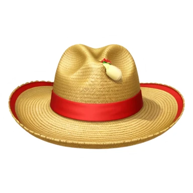 Sombrero de paja con una tira roja en la parte central sin ninguna soporte solo una tira  sticker