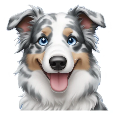 blue merle border collie with blue eyes smiling sticker