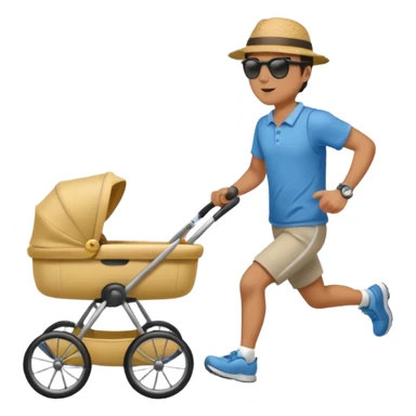 man running with stroller sticker