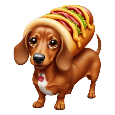 dachshund wearing hot dog costume  sticker