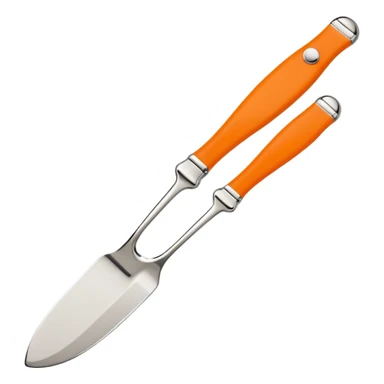 Hermès-style butter knife, elegant, silver with Hermès orange accent, minimal, cute emoji style sticker