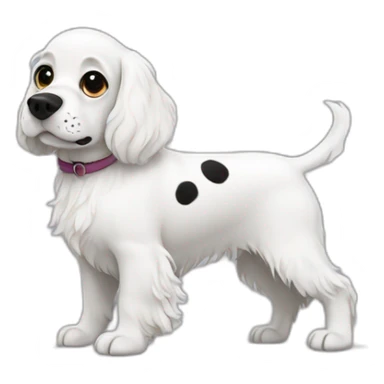White spaniel dog with black dots sticker