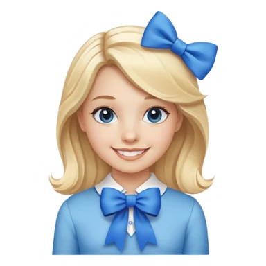 Girl with blue bow in hair, blonde sticker