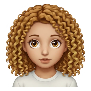 A girl with brown curly hair and blonde edges side parted with hazel central heterochromia eyes and a nose ring sticker