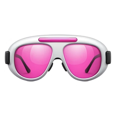 futuristic safety glasses with bright pink lenses, minimalist design sticker