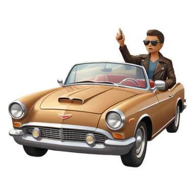 A person stands outside of to a car parked on the side of a long, open road. The sky ahead is clear and glowing, full of possibilities. One hand is on the steering wheel, the other points forward. The rearview mirror reflects storm clouds, but the windshield shows sunlit mountains ahead.  sticker