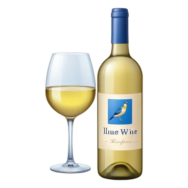 bottle of white wine with blue label sticker