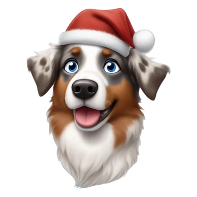 Australian shepherd dog redmerle with one blue and one brown eye dressed like Rudolph the rednosed reindeer  sticker