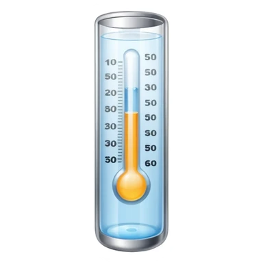 The thermometer is placed in a clear glass of water and shows the temperature. sticker