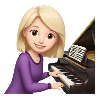 A cute girl in funny animated style , cartoon is playing the piano. sticker