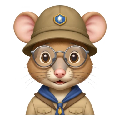 humaniod mice with a scout hat with glasses sticker