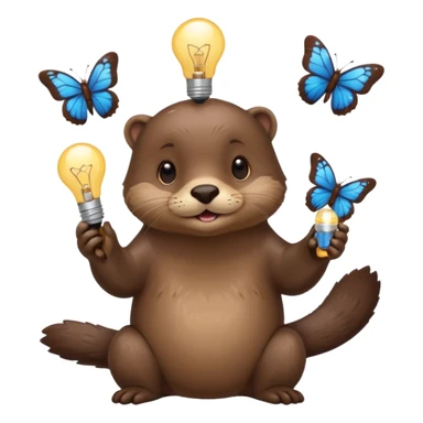 otter with butterflies and light bulb idea sticker