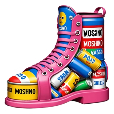 Moschino spam can designer shoe sculpture  sticker