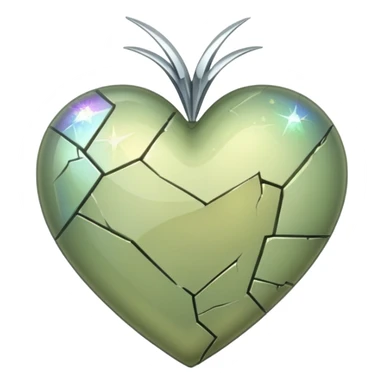 Pale olive broken heart with sparkles  sticker
