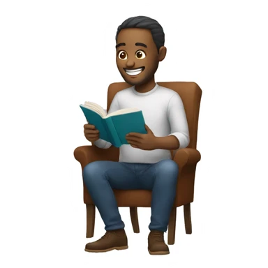 man happily reading a book on a phone sticker