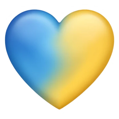 blue and yellow mixed heart, modern and simple emoji style sticker