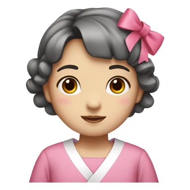 korean girl with pink bows and a pink dress sticker