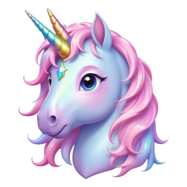 Cinematic pastel-colored unicorn, flowing iridescent mane, big sparkling eyes, tiny rounded hooves, soft chubby cheeks, delicate magical glow surrounding, enchanting and dreamy. sticker