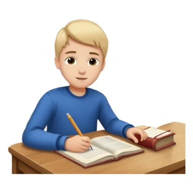 boy studying boats in the library sticker