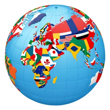 World globe covered with many small country flags from around the world sticker