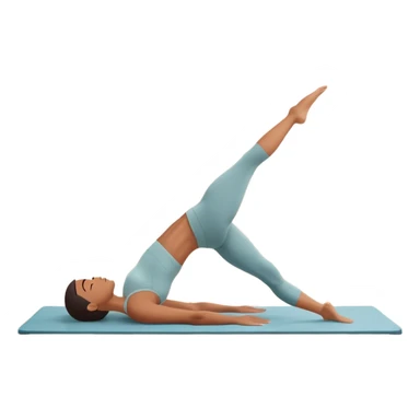 A person performing a Pilates exercise on a mat in a clean, modern studio. The focus is on core strength and flexibility, with a neutral, calming color palette. Simple equipment like a reformer machine and a soft, tranquil background enhance the feeling of controlled movement and focus. sticker
