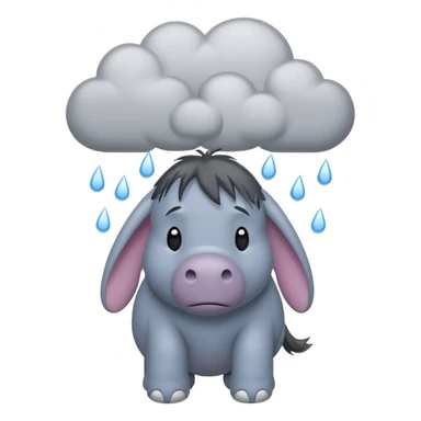 Eeyore under a raining cloud sticker