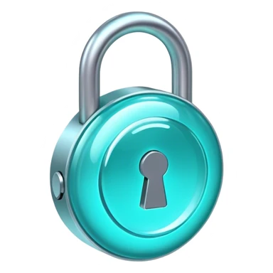 Holographic and glassmorphic turquoise lock sticker