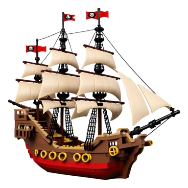 Pirate Ship (Toy) - Lego Pirate Ship (Model Year: 2021) (Iconic colour: Brown with red sails) sticker